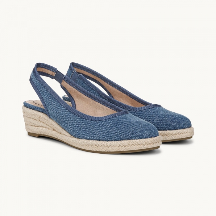 LifeStride Kayden Espadrille Wedge - Blue Denim Fabric