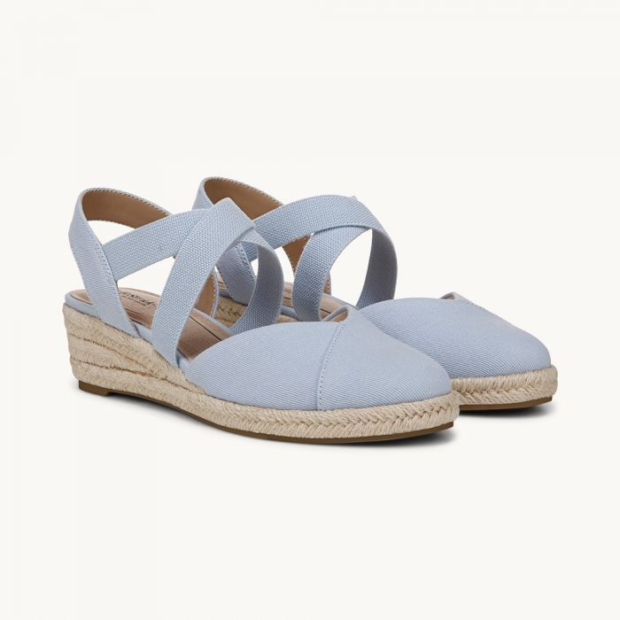 LifeStride Kimball Espadrille Wedge - Ice Blue Fabric