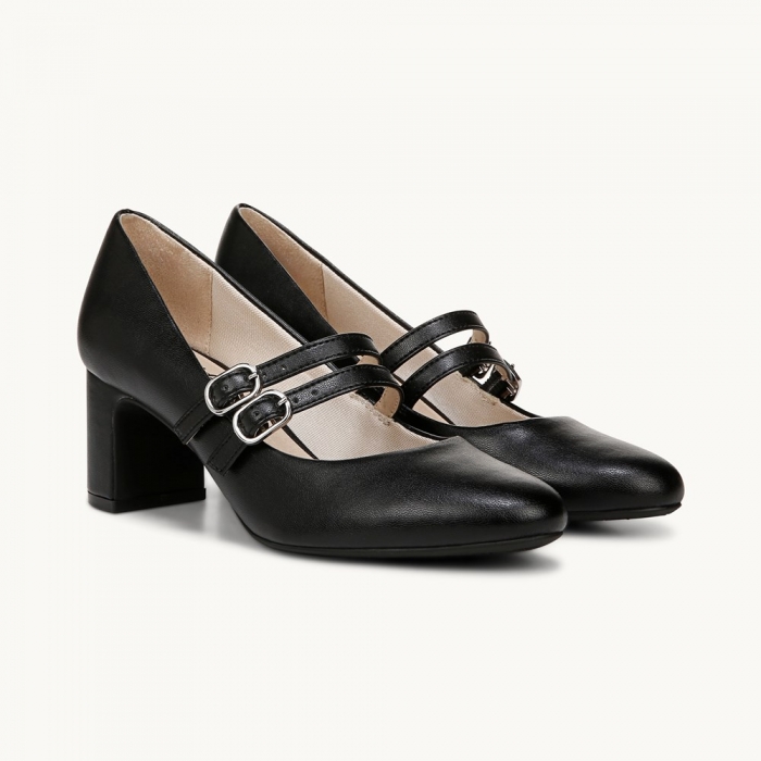 LifeStride True Block Heel Pump - Black Faux Leather