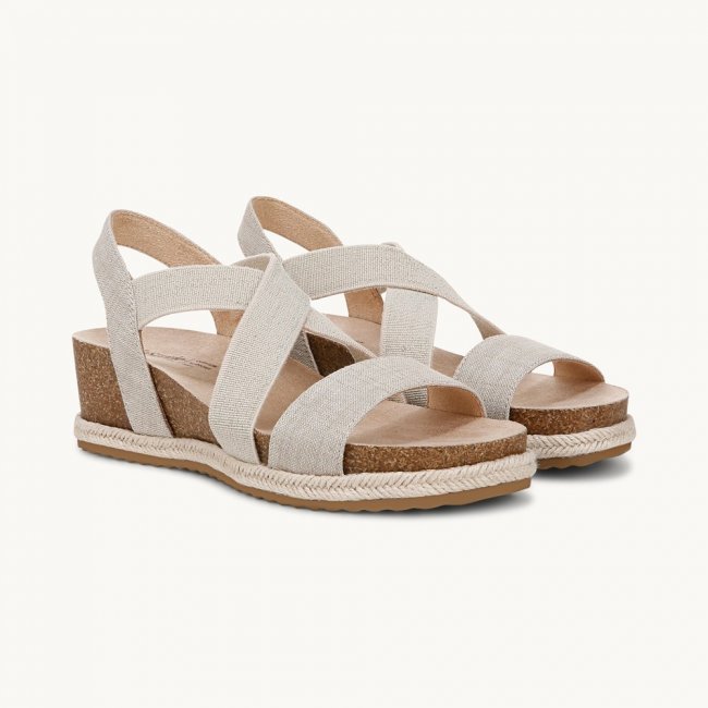LifeStride Breeze Strappy Wedge Sandal - Almond Milk Fabric