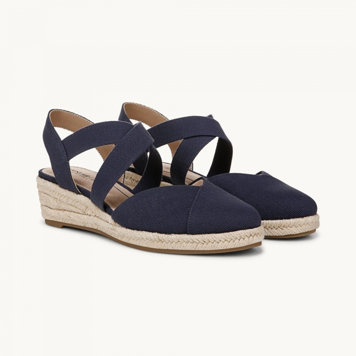LifeStride Kimball Espadrille Wedge - Lux Navy Fabric