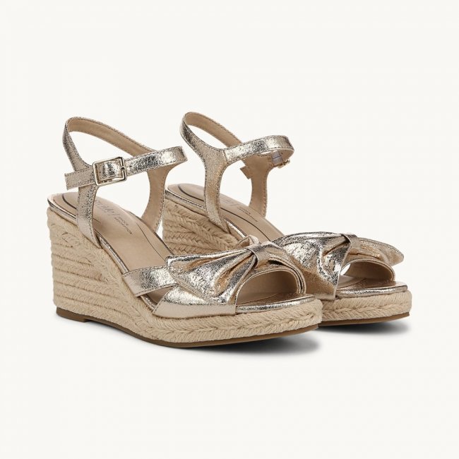 LifeStride Tahlia Wedge Dress Sandal - Platino Gold Faux Leather