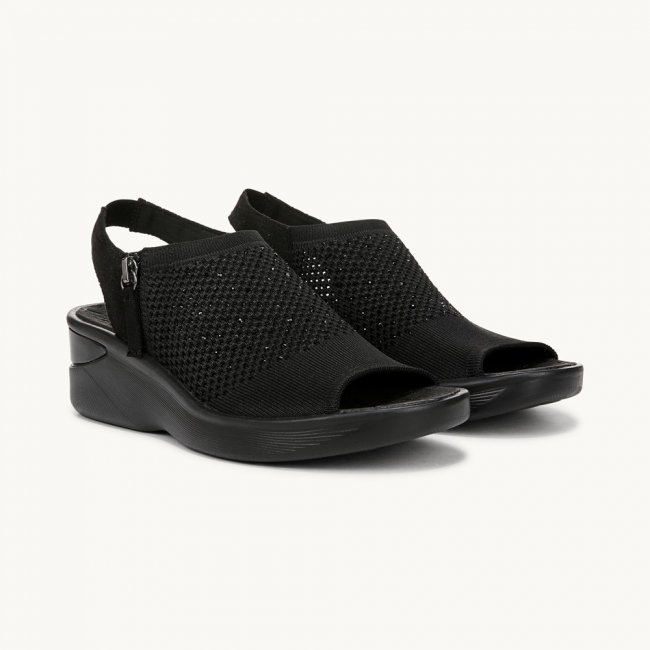 LifeStride Starlet Wedge Sandal - Black Knit Fabric