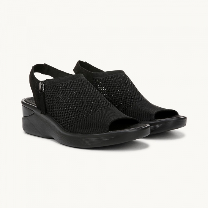LifeStride Starlet Wedge Sandal - Black Knit Fabric