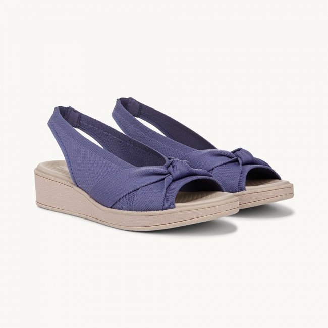 LifeStride Bell Slingback Wedge Sandal - Skipper Blue Knit Fabric