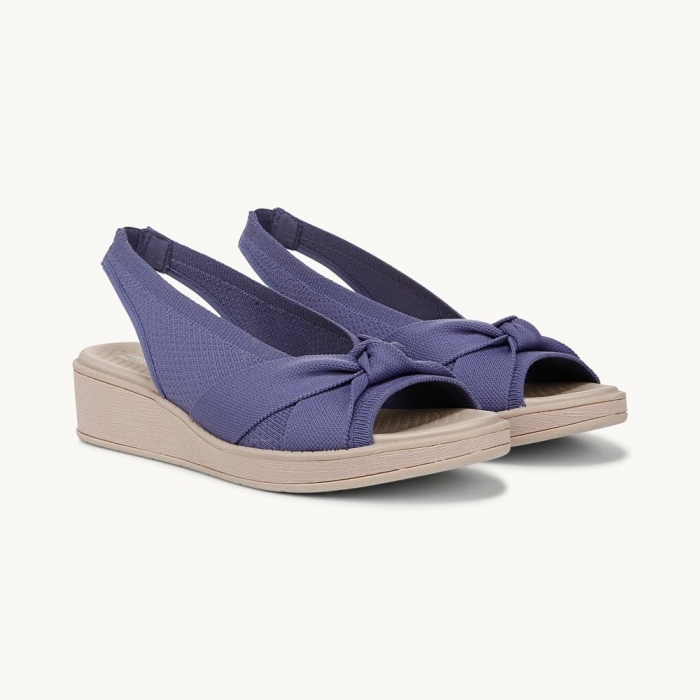 LifeStride Bell Slingback Wedge Sandal - Skipper Blue Knit Fabric