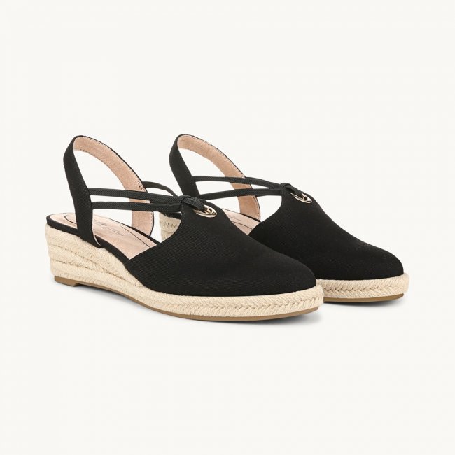 LifeStride Kennedy Espadrille Wedge - Black Fabric
