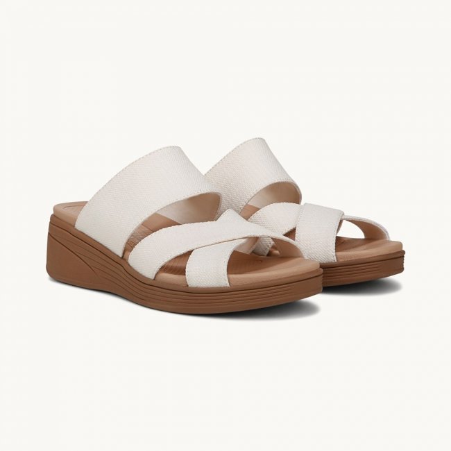 LifeStride Fiona Wedge Sandal - Eggnog Stretch Linen