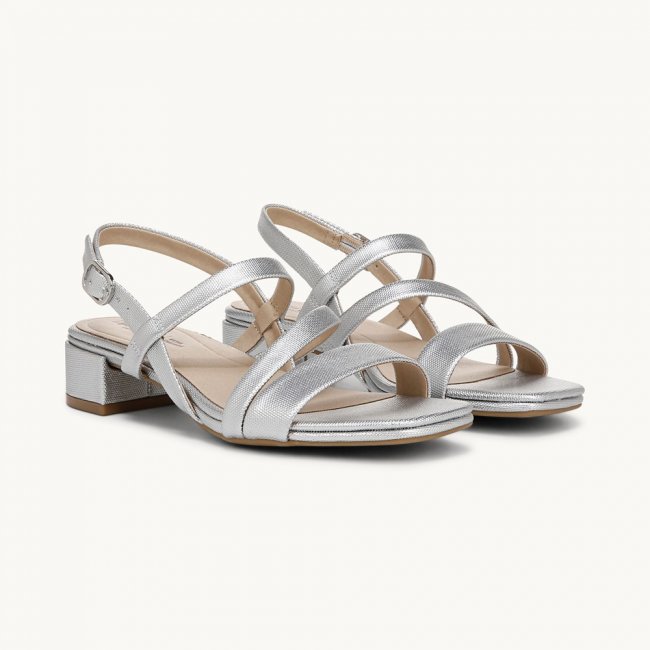 LifeStride Janet Strappy Dress Sandal - Silver Faux Leather