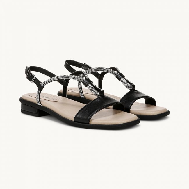 LifeStride Radiant Slingback Sandal - Black Faux Leather