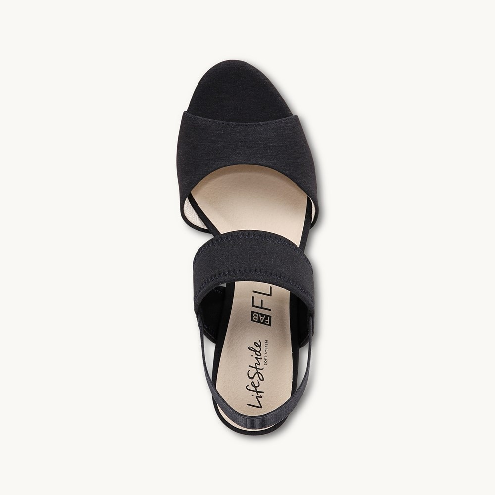 LifeStride Fiona Block Heel Dress Sandal - Lux Navy Fabric