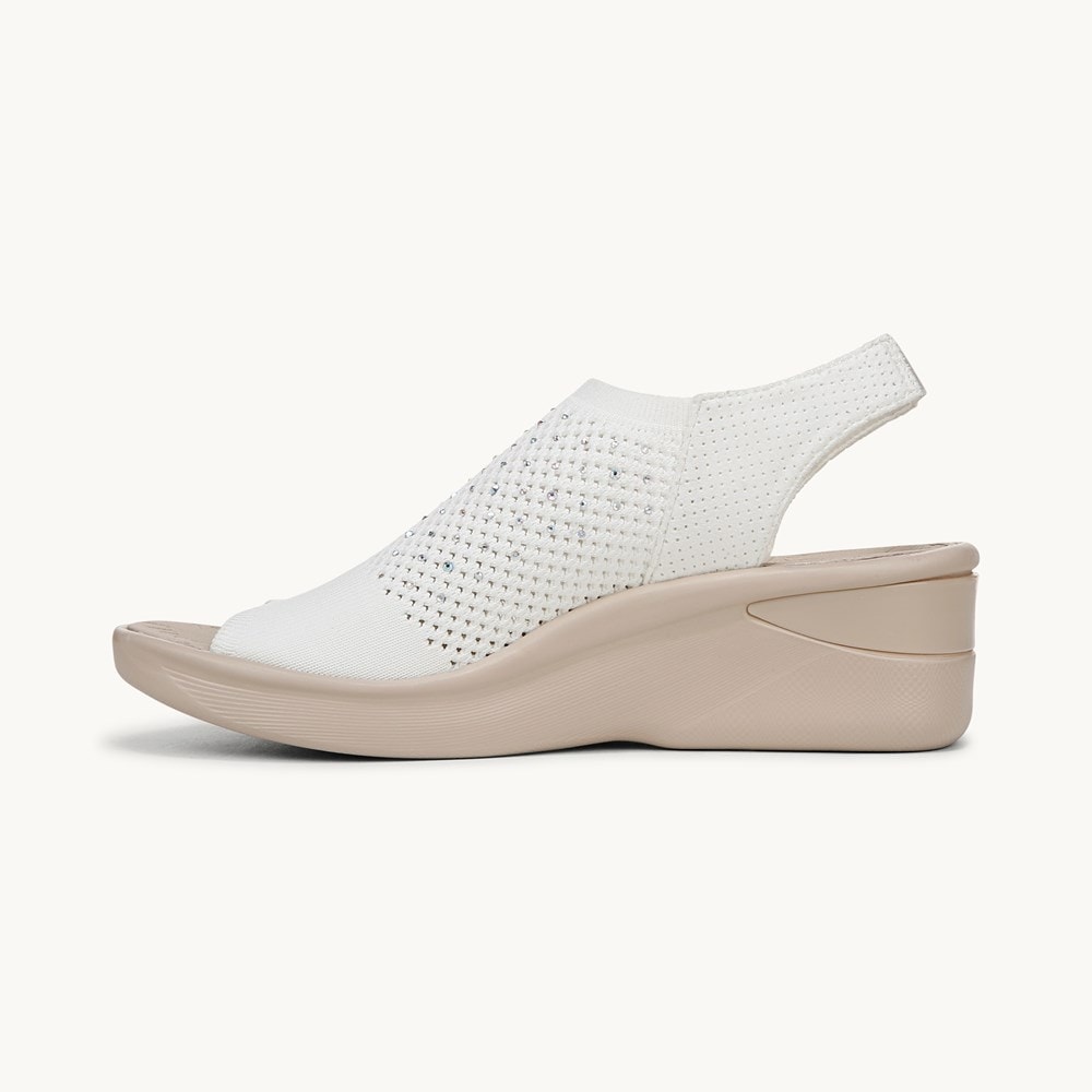 LifeStride Starlet Wedge Sandal - Bright White Knit Fabric