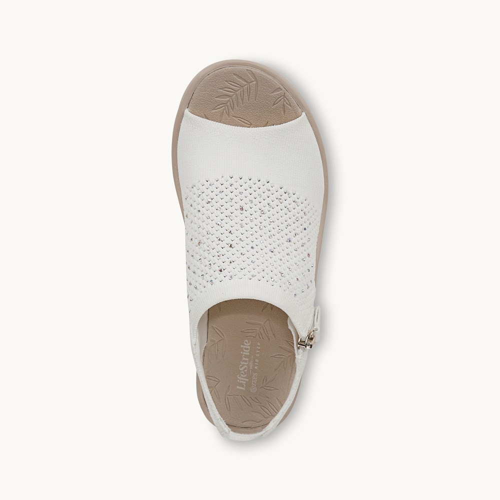 LifeStride Starlet Wedge Sandal - Bright White Knit Fabric