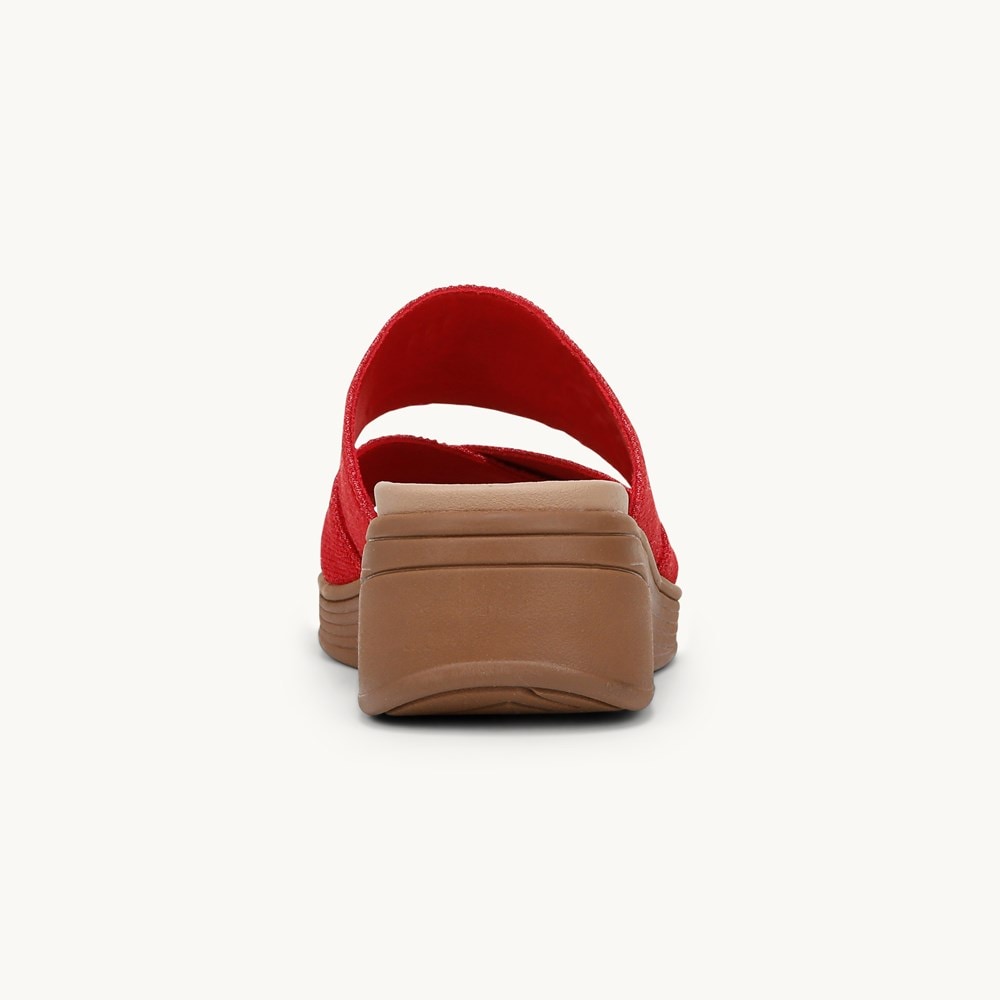 LifeStride Fiona Wedge Sandal - Fire Red Stretch Linen