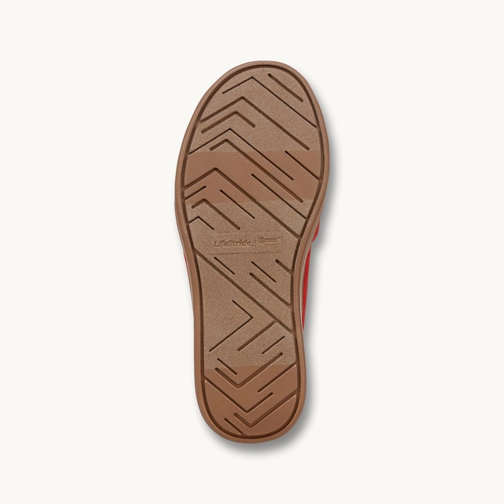 LifeStride Fiona Wedge Sandal - Fire Red Stretch Linen