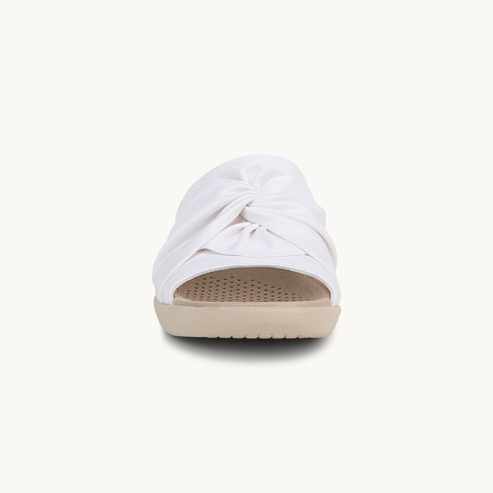 LifeStride Cherish Slide Sandal - Bright White Stretch Fabric