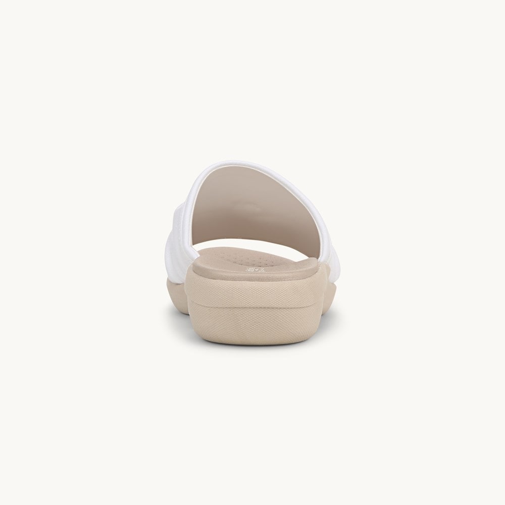 LifeStride Cherish Slide Sandal - Bright White Stretch Fabric