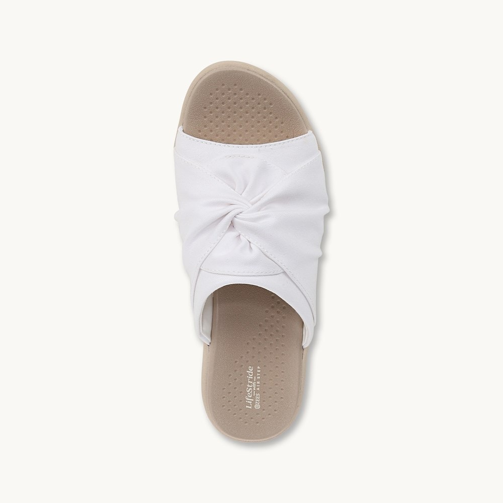 LifeStride Cherish Slide Sandal - Bright White Stretch Fabric
