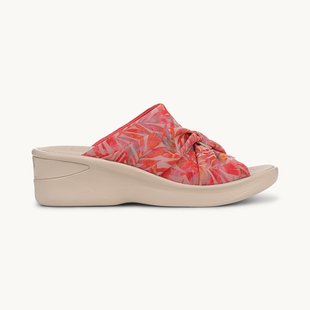 LifeStride Serenade Slide Wedge Sandal - Coral Multi Island Palm Fabric