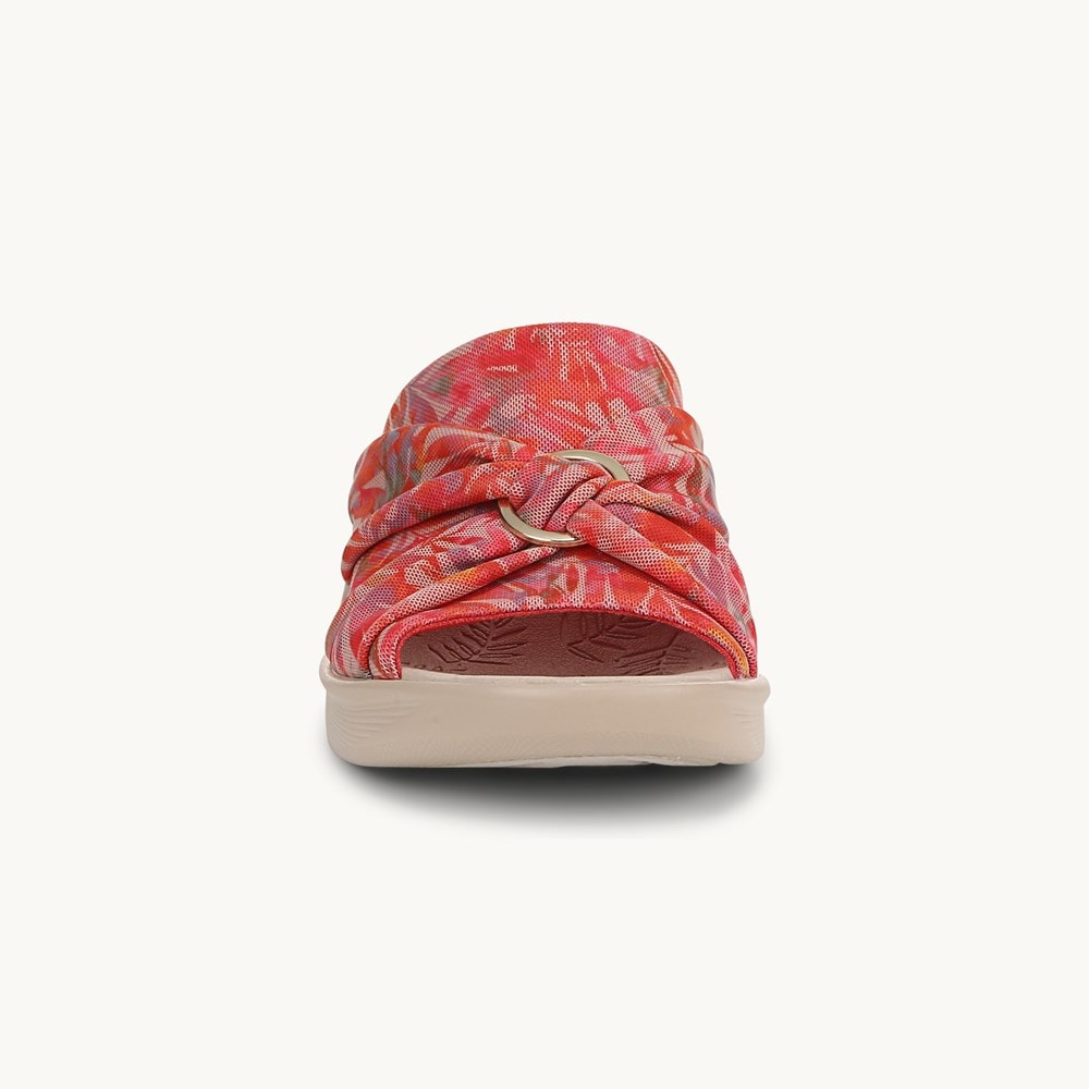 LifeStride Serenade Slide Wedge Sandal - Coral Multi Island Palm Fabric