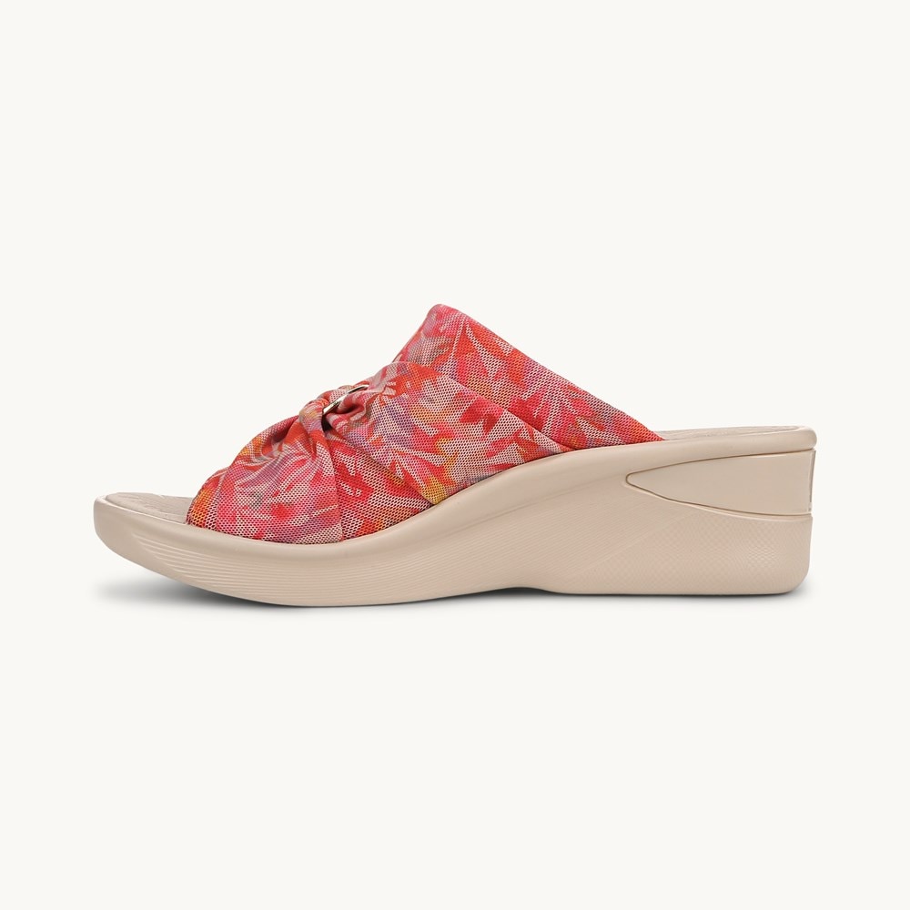 LifeStride Serenade Slide Wedge Sandal - Coral Multi Island Palm Fabric