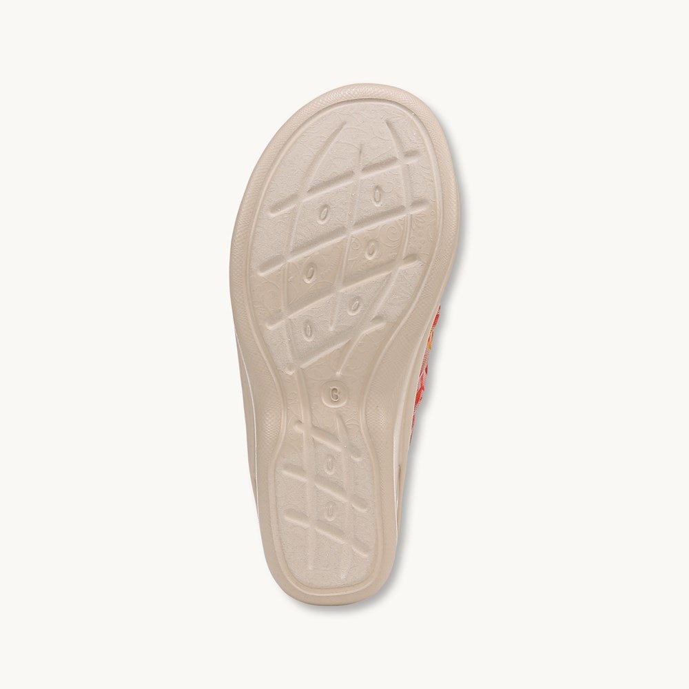 LifeStride Serenade Slide Wedge Sandal - Coral Multi Island Palm Fabric