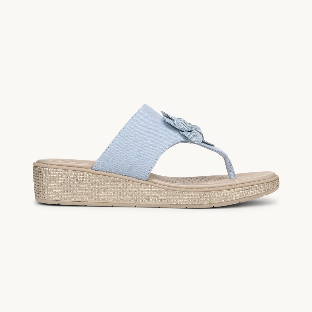 LifeStride Bloom Wedge Sandal - Skyway Blue Linen Fabric