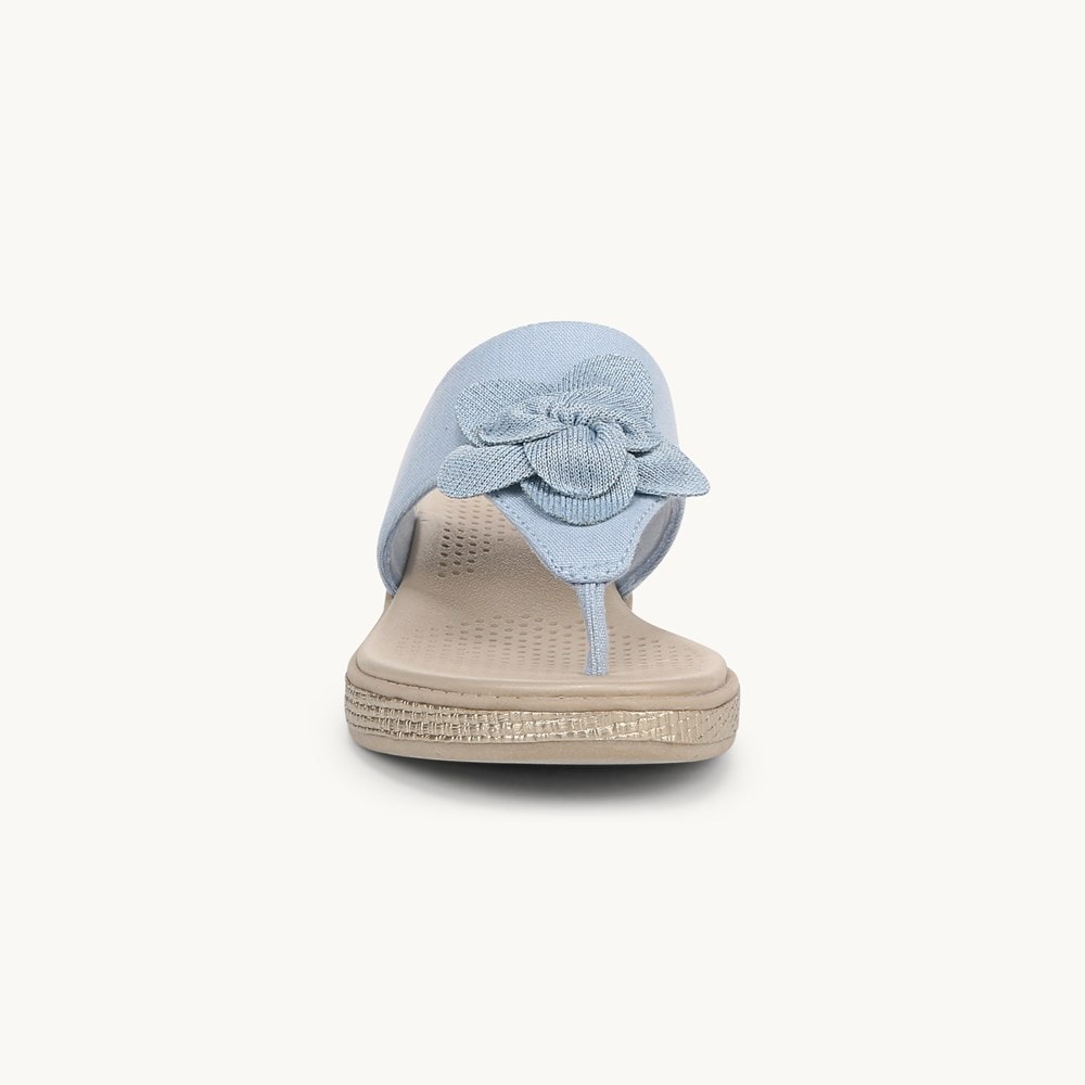 LifeStride Bloom Wedge Sandal - Skyway Blue Linen Fabric