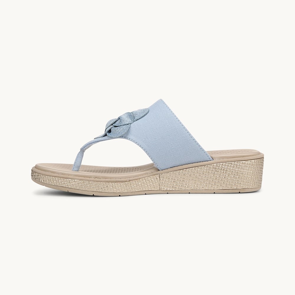 LifeStride Bloom Wedge Sandal - Skyway Blue Linen Fabric