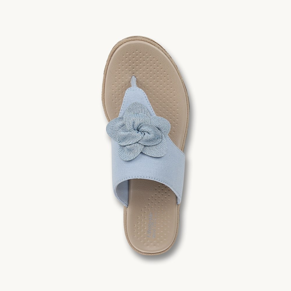 LifeStride Bloom Wedge Sandal - Skyway Blue Linen Fabric