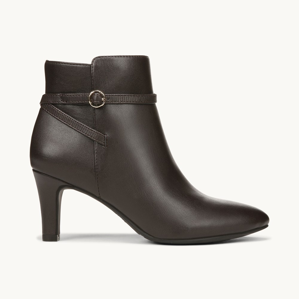 LifeStride Guild Ankle Bootie - Dark Chocolate Faux Leather