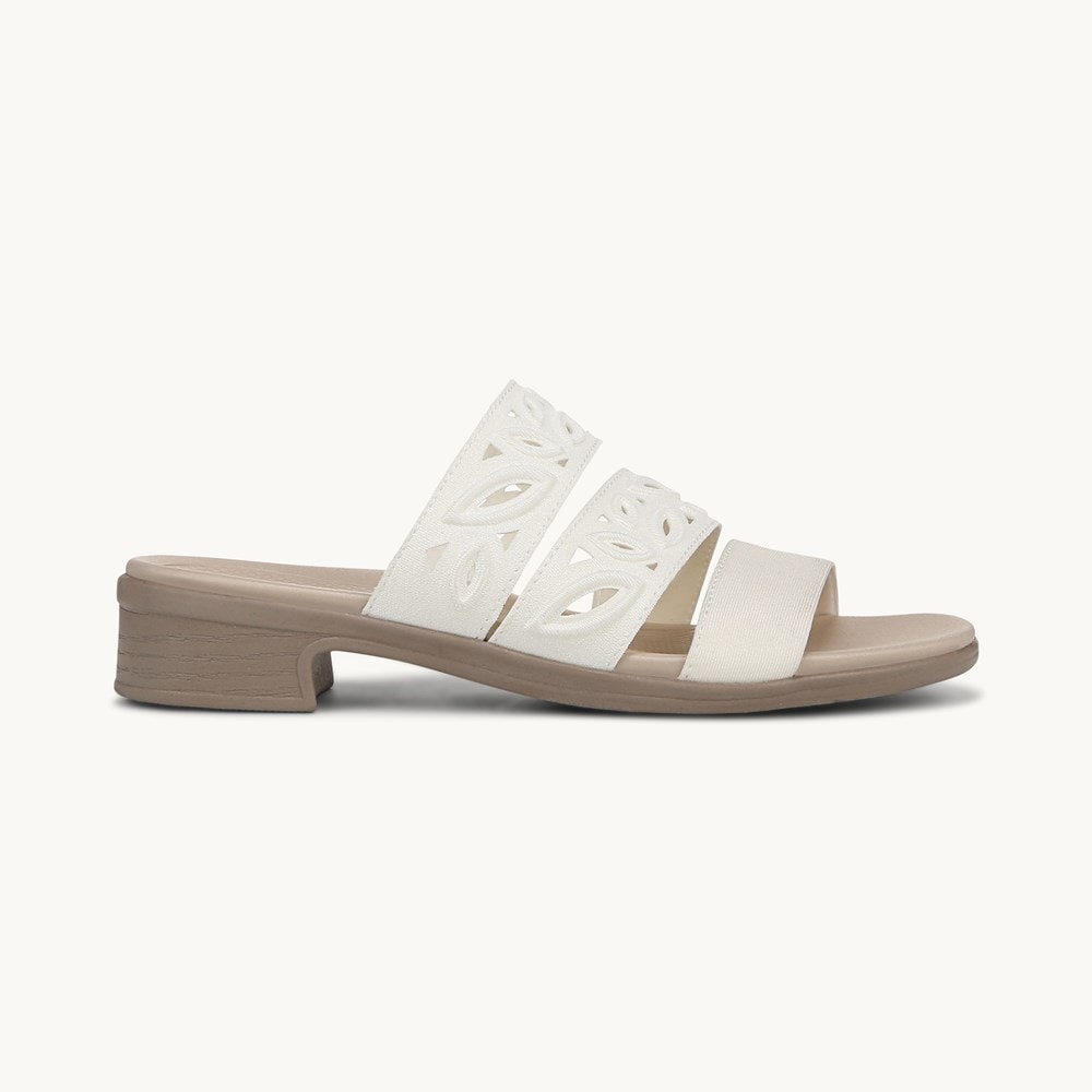LifeStride Poppy Strappy Sandal - Bright White Shimmer Fabric