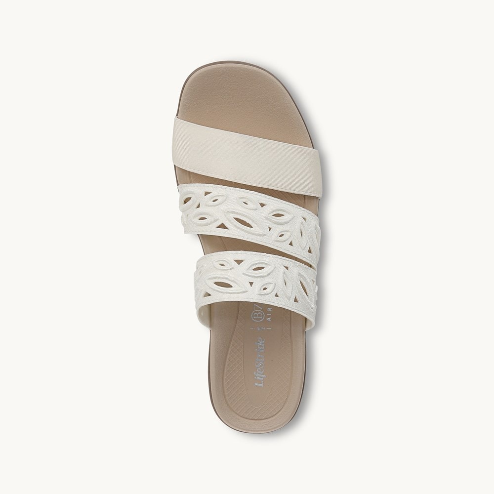 LifeStride Poppy Strappy Sandal - Bright White Shimmer Fabric