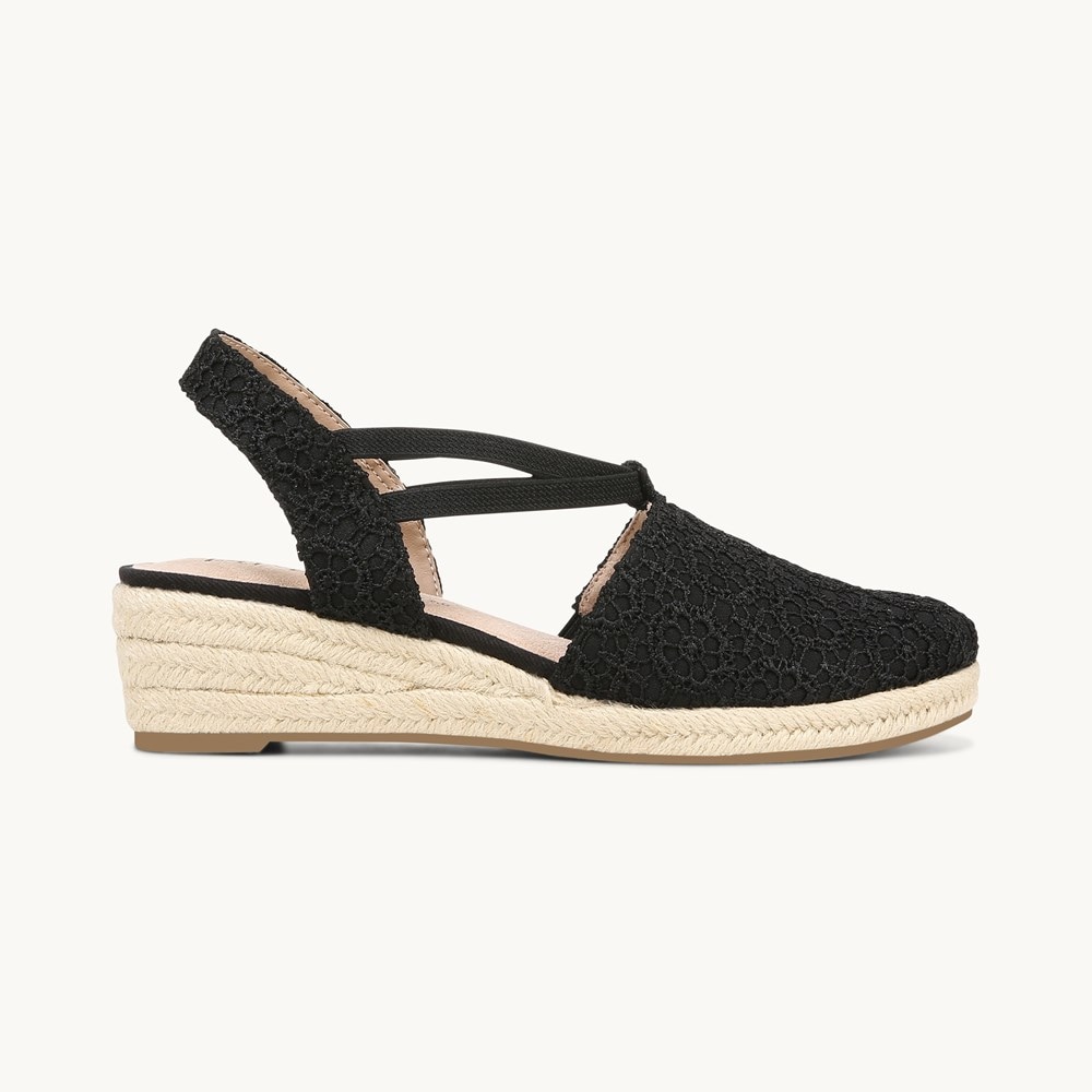 LifeStride Katrina 2 Espradrille Wedge - Black Floral Fabric