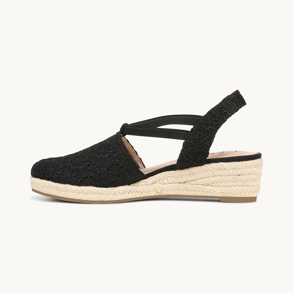 LifeStride Katrina 2 Espradrille Wedge - Black Floral Fabric