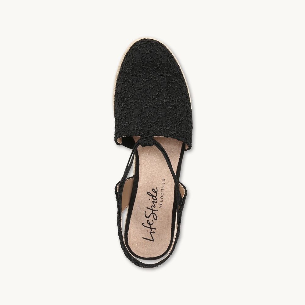 LifeStride Katrina 2 Espradrille Wedge - Black Floral Fabric