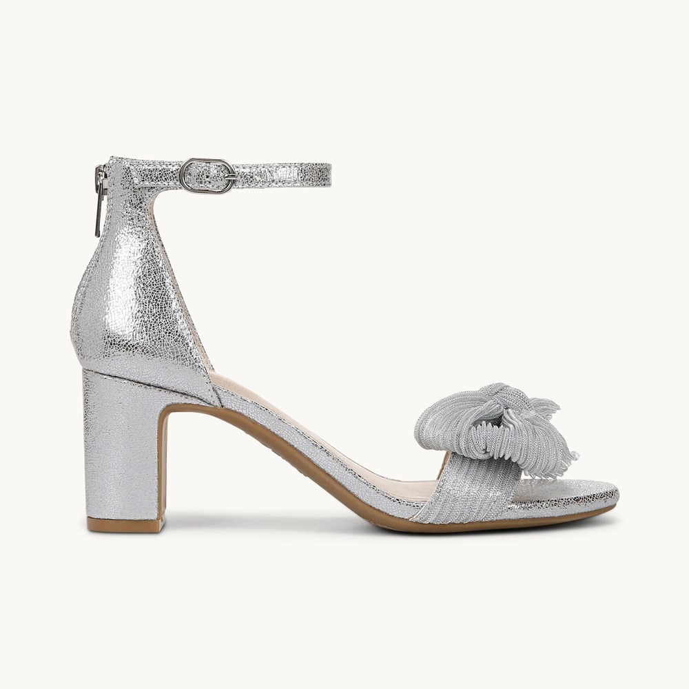 LifeStride Florence Bow Dress Sandal - Silver Faux Leather