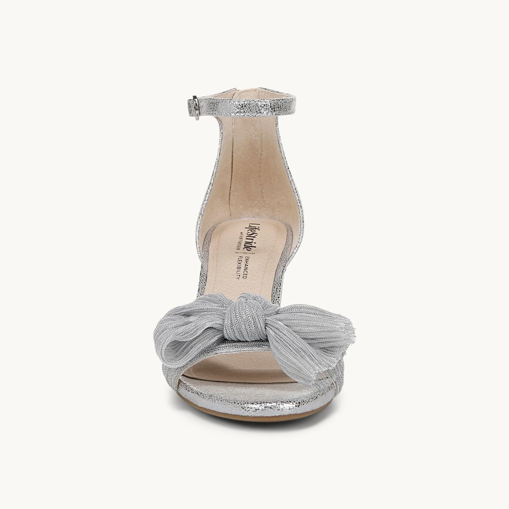 LifeStride Florence Bow Dress Sandal - Silver Faux Leather