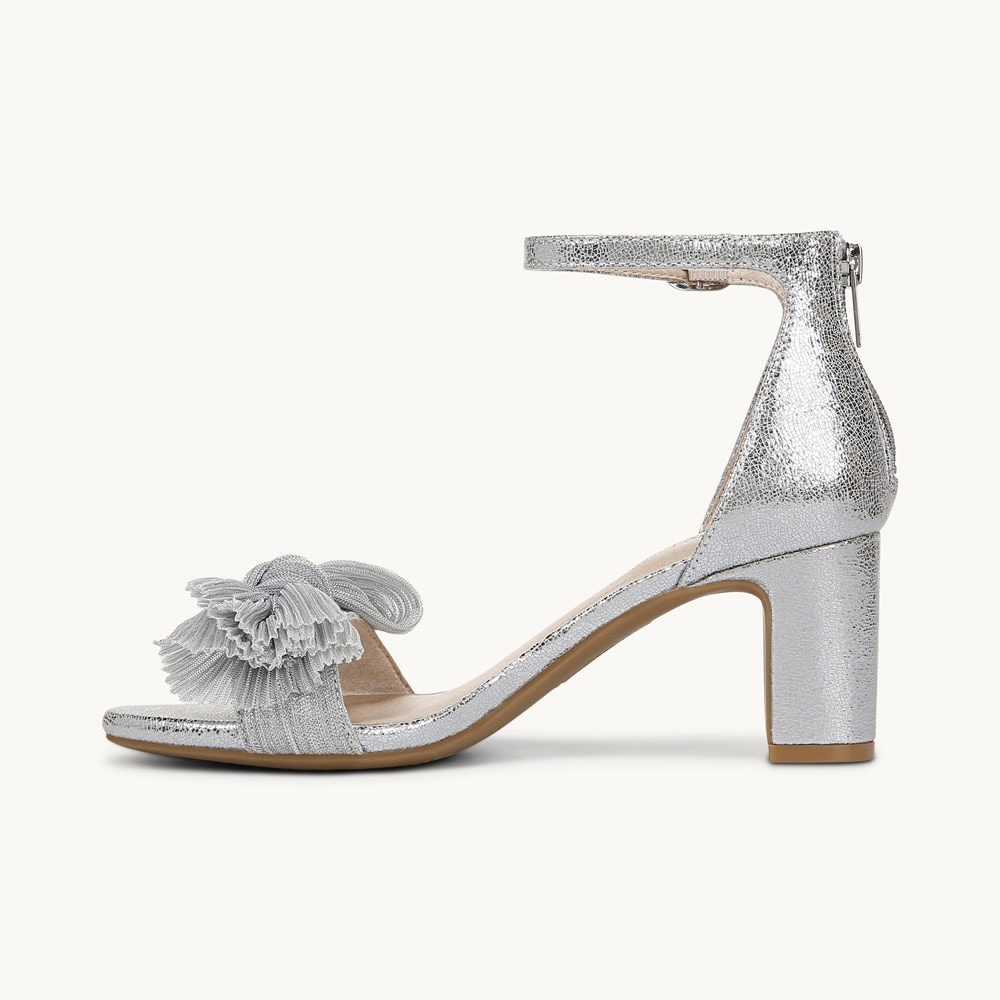 LifeStride Florence Bow Dress Sandal - Silver Faux Leather