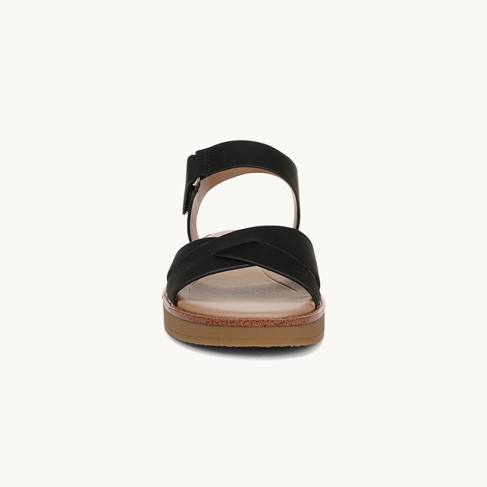 LifeStride Wren Strappy Sandal - Black Faux Leather