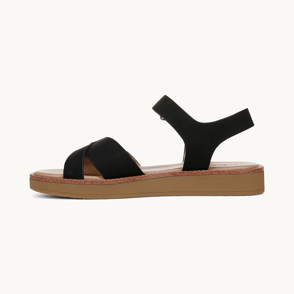 LifeStride Wren Strappy Sandal - Black Faux Leather