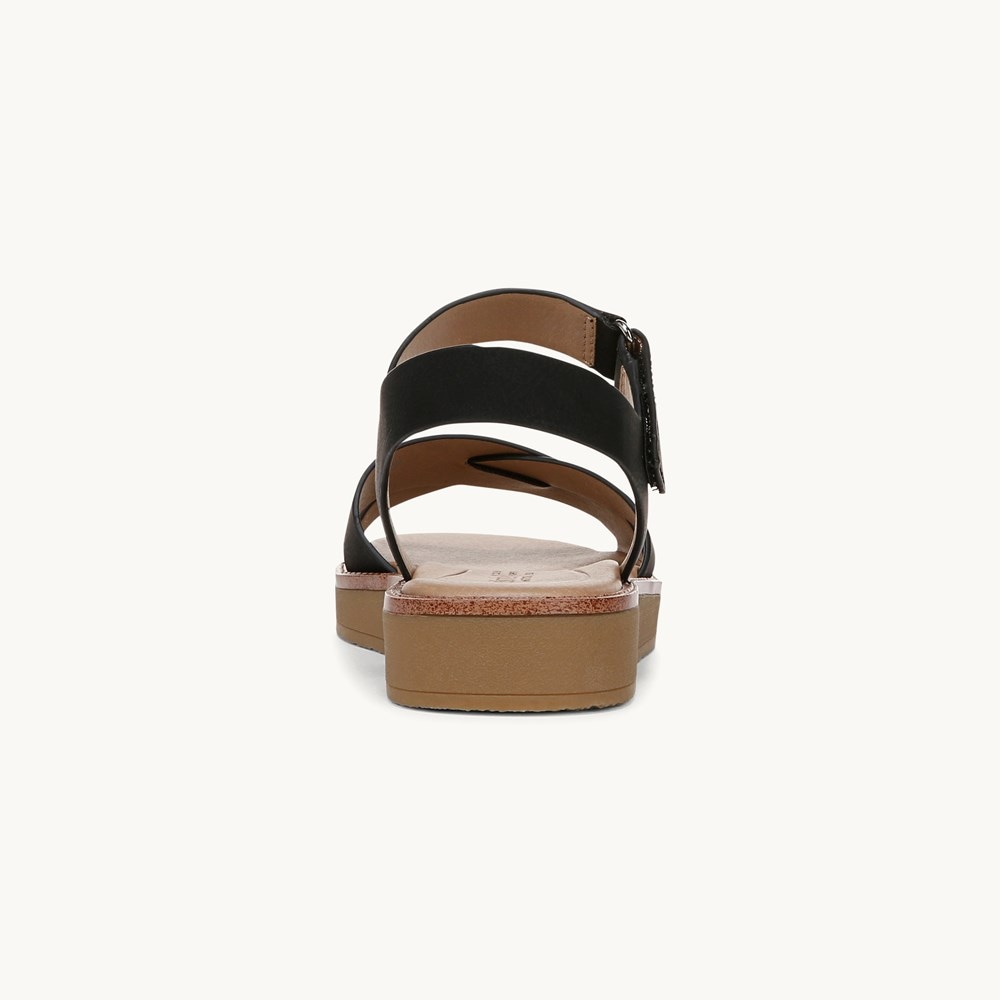 LifeStride Wren Strappy Sandal - Black Faux Leather