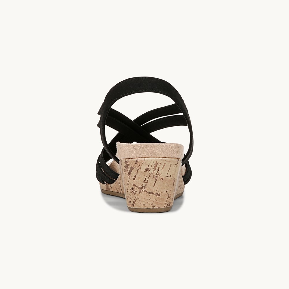 LifeStride Mallory Wedge Sandal - Black Fabric