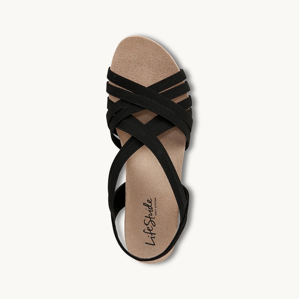 LifeStride Mallory Wedge Sandal - Black Fabric