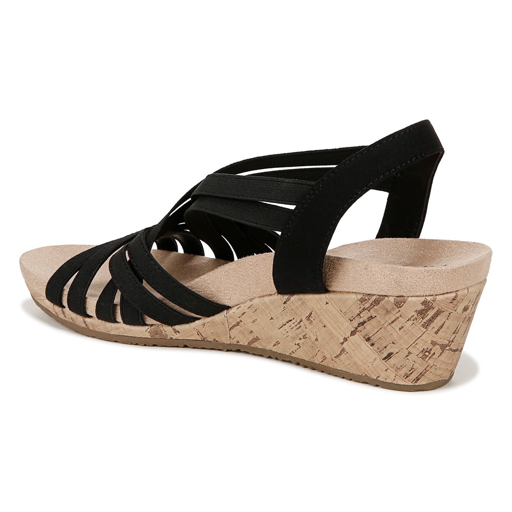 LifeStride Mallory Wedge Sandal - Black Fabric