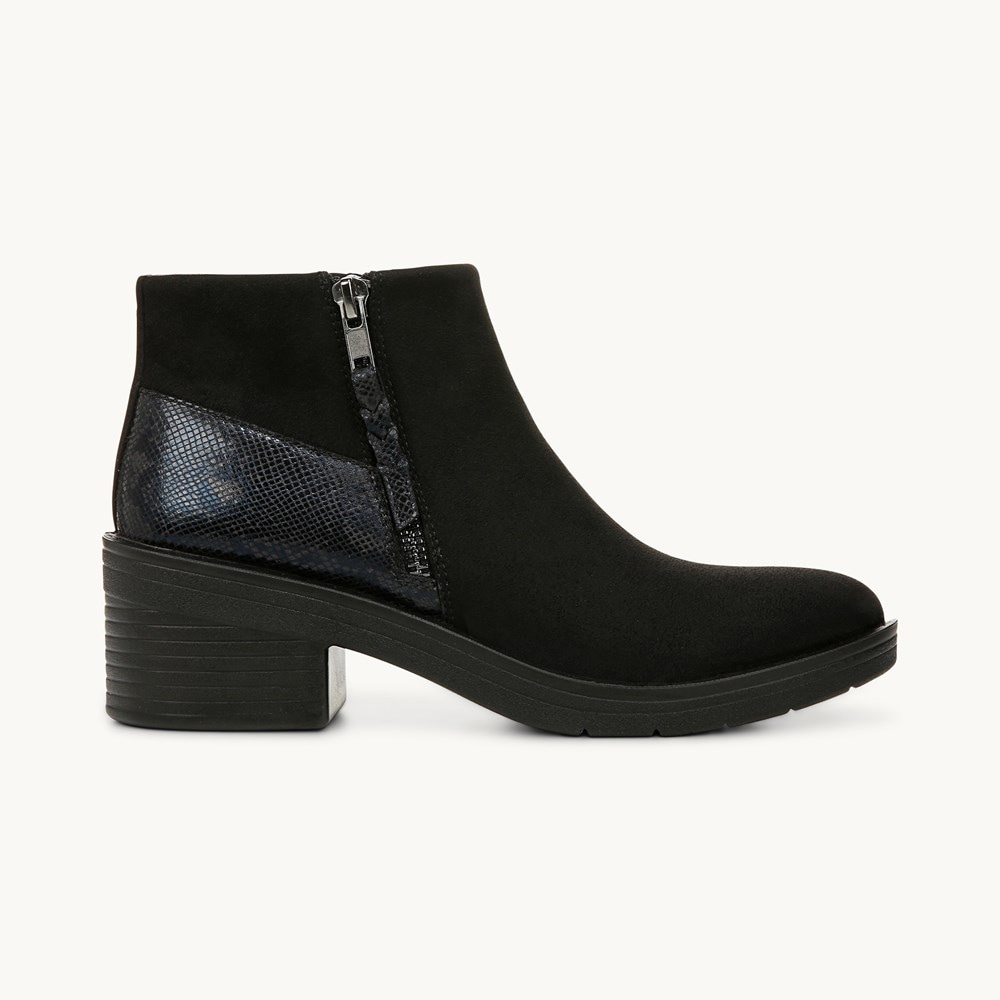 LifeStride Outgoing Ankle Bootie - Black Stretch Microfiber