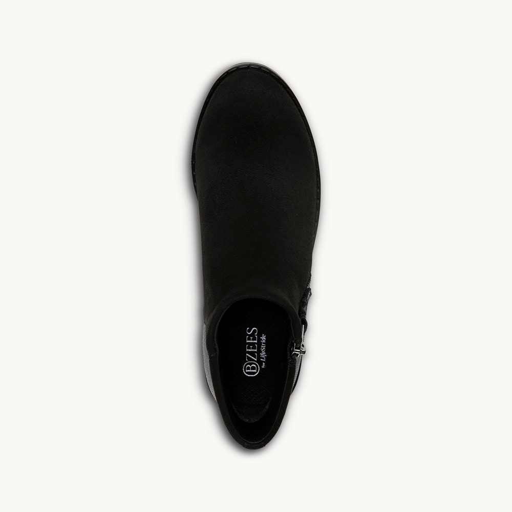 LifeStride Outgoing Ankle Bootie - Black Stretch Microfiber