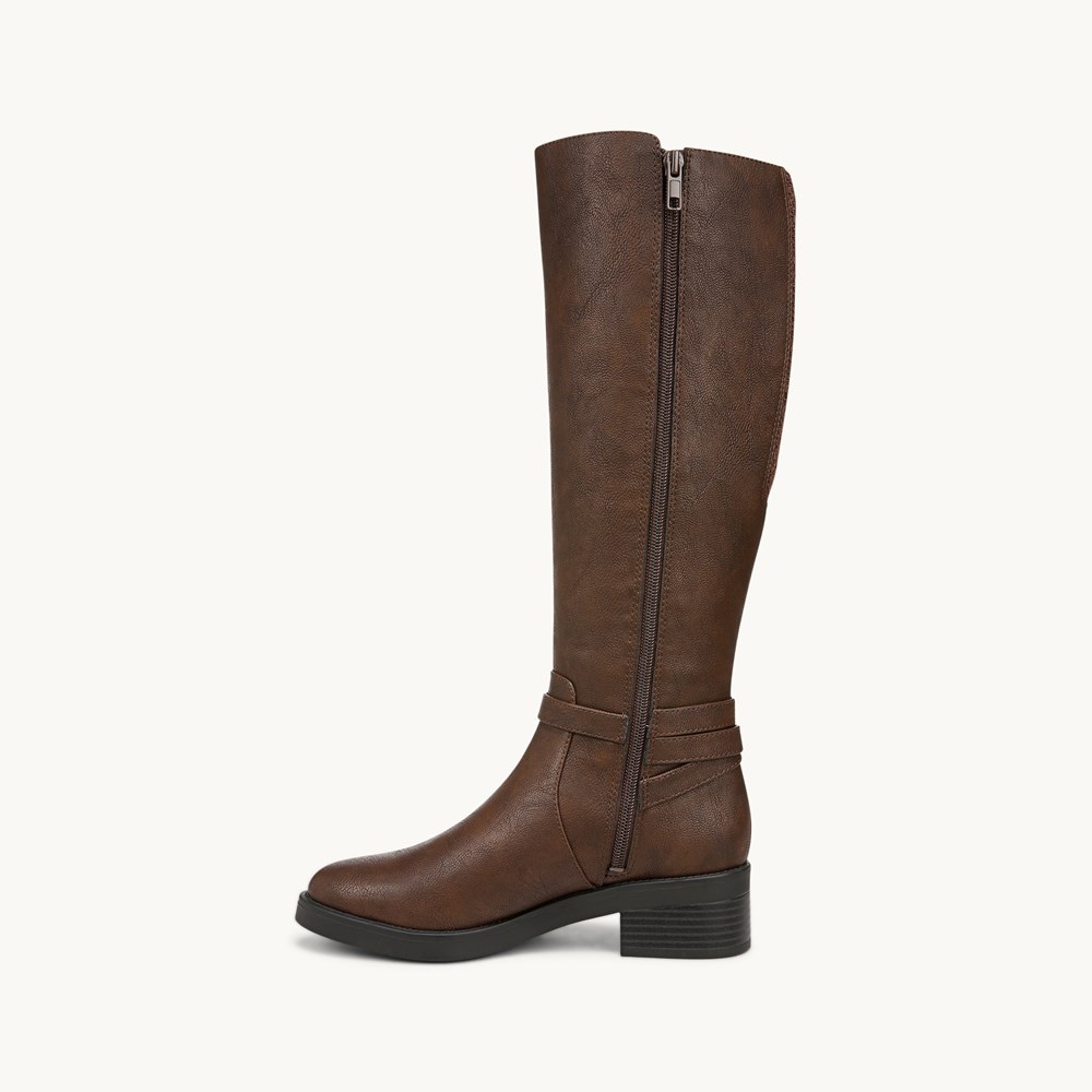 LifeStride Berkley Wide Calf Knee High Boot - Dark Tan Faux Leather