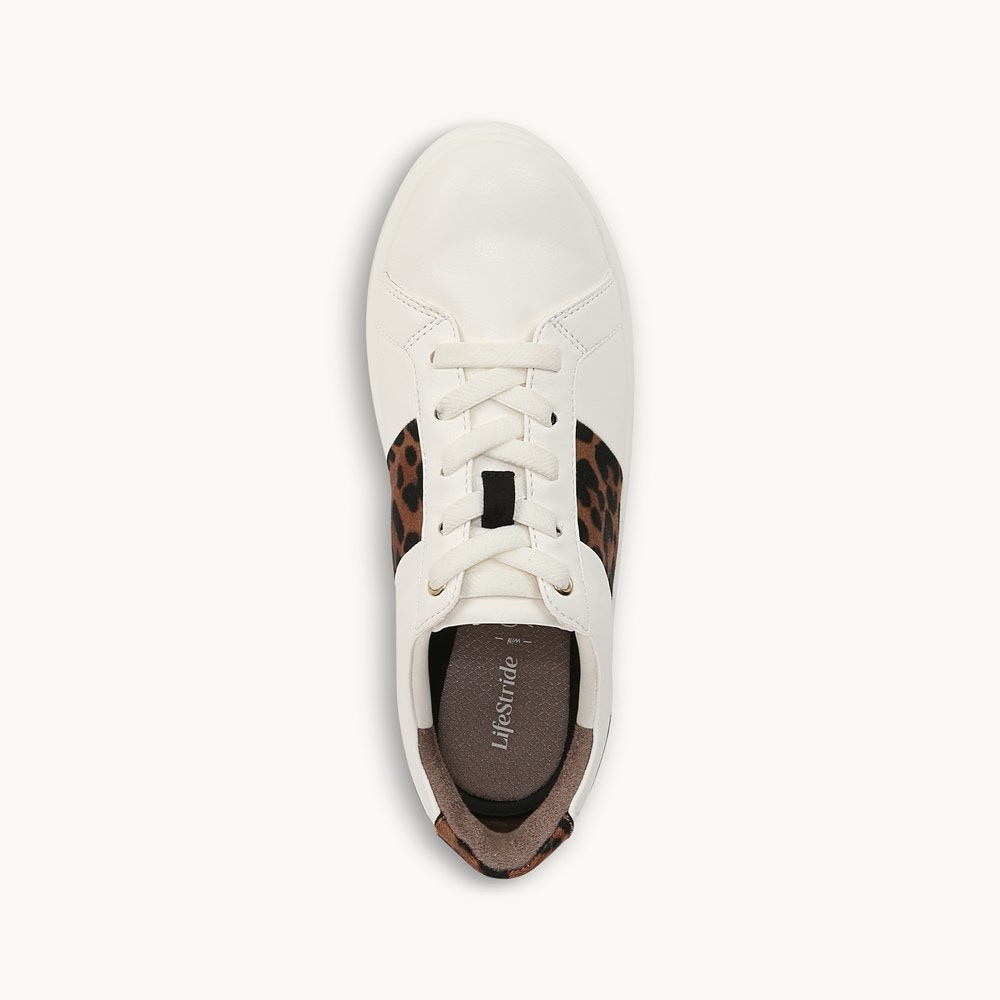 LifeStride Happy Friday Lace Up Sneaker - White Faux Leather
