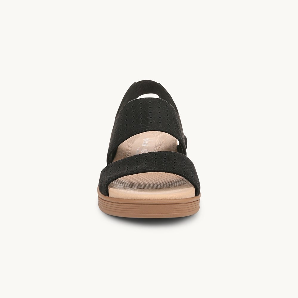LifeStride Festive Slingback Wedge Sandal - Black Stretch Fabric